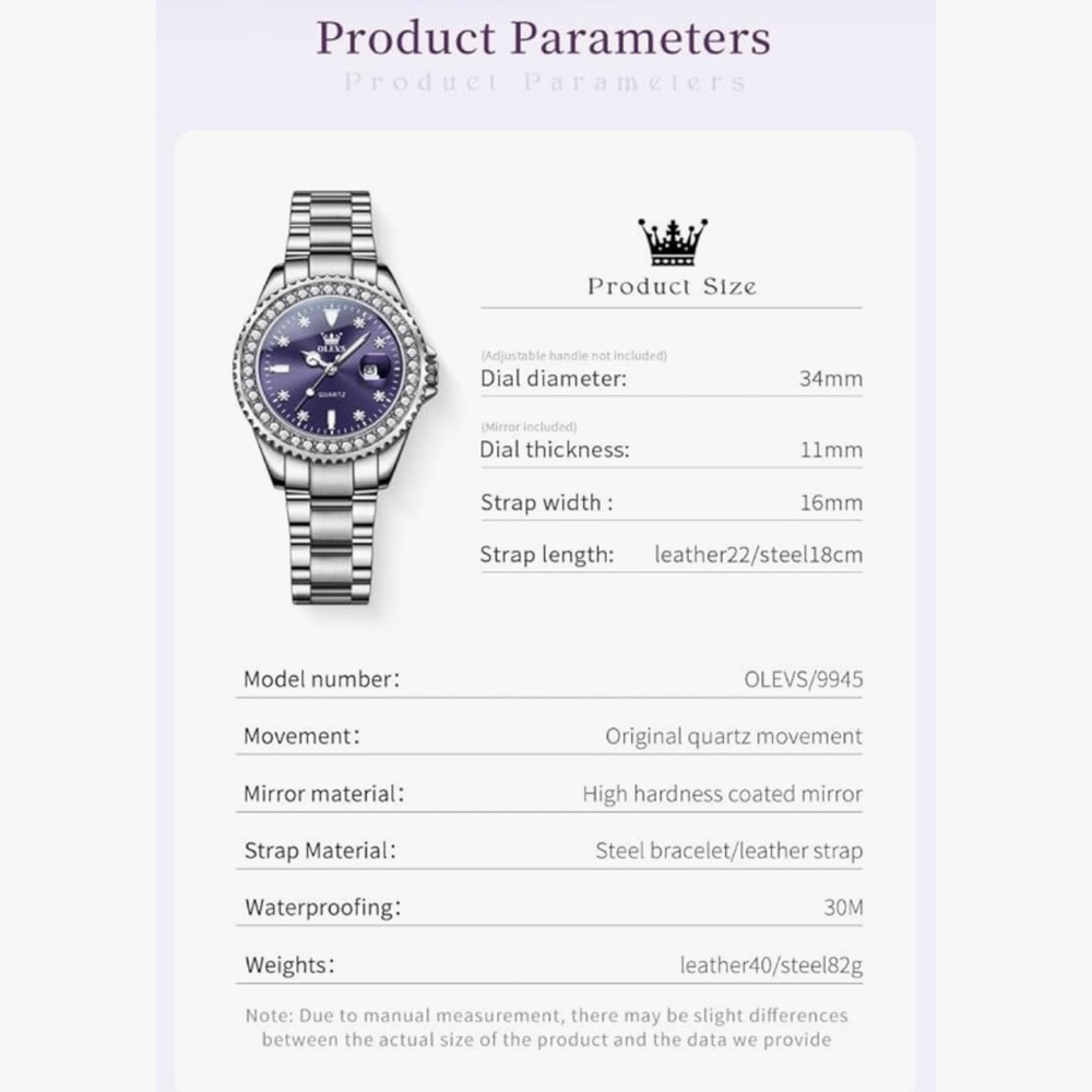 Women's Silver and Purple Quartz Watch - Picture 3 of 5